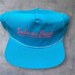 Triangle Headwear Vintage 80s Neon Teal Pink Indiana Beach Cap Hat Unisex OS